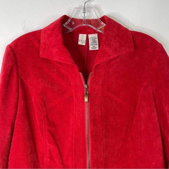 Vintage red corduroy zip cropped lightweight jacket 8P - Picture 2 of 6